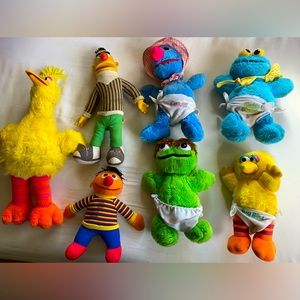 Vintage Sesame Hasbro Softies Applause Playskool Lot Bert Ernie Cookie Monster